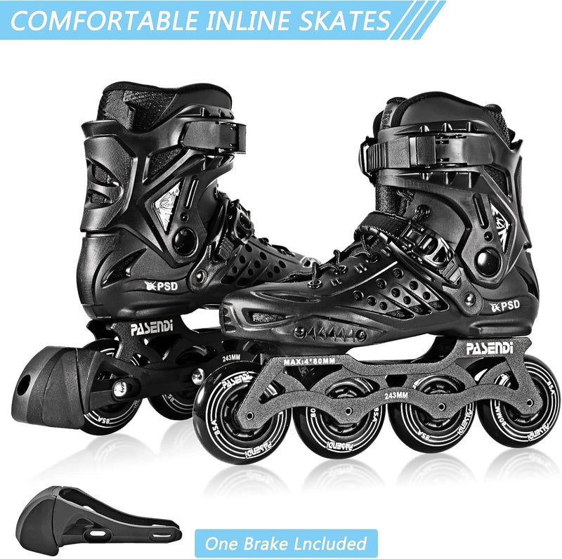 PASENDI Professional 4X80Mm Wheels Inline Skates,Outdoor Fitness Single Row Skates for Adult Women Men,Removable and Washable Split Inner Boots, Black Adult Male. - Image 5